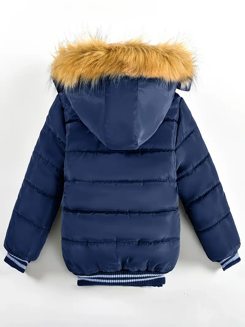 Boys' Casual Hooded Winter Coat - Fleece-Lined Zip-Up Jacket