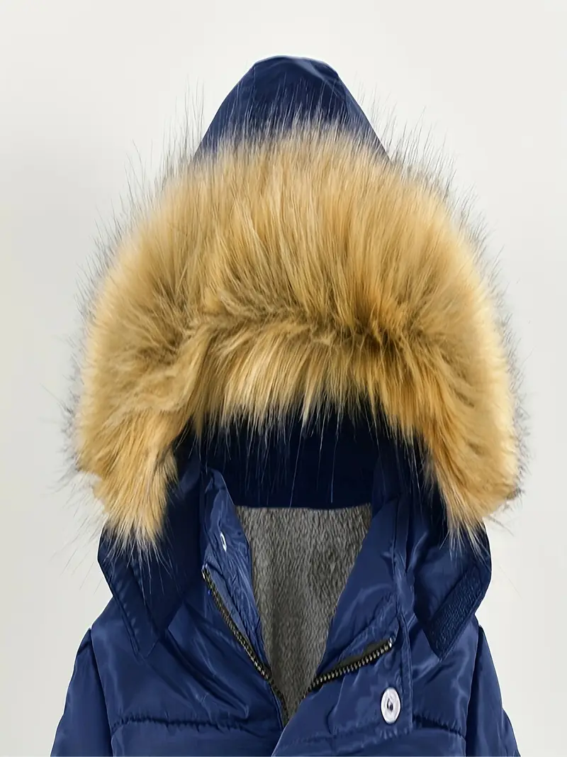 Boys' Casual Hooded Winter Coat - Fleece-Lined Zip-Up Jacket