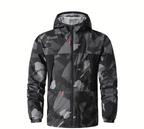Men's Heavyweight Windproof Jacket - Thermal Insulated Hooded Coat with Camouflage Design