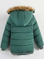 Boys' Casual Hooded Winter Coat - Fleece-Lined Zip-Up Jacket