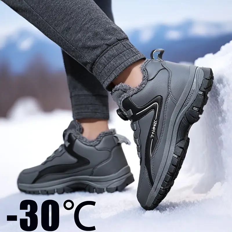 Men's Snow Boots - Durable Warm Winter Hiking Shoes for Outdoor Activities