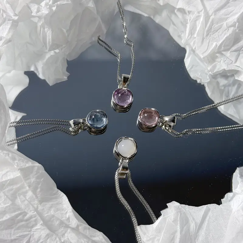 Elegant Blue Gemstone Pendant Necklace - Turquoise with Sparkling Accents