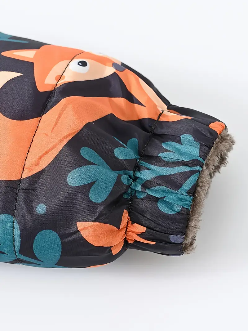 Girls' Reversible Hooded Winter Jacket - Two-in-One Coat with Animal Print