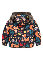 Girls' Reversible Hooded Winter Jacket - Two-in-One Coat with Animal Print