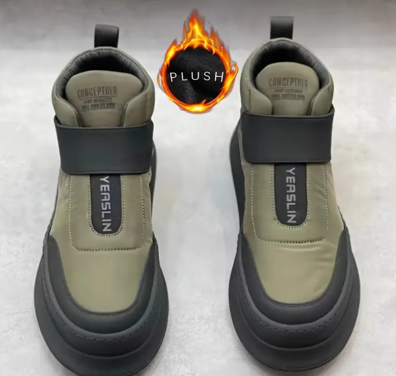 Men's Lightweight Winter Snow Boots - Thickened Fleece Lined with Adjustable Hook & Loop Closure