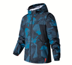 Men's Heavyweight Windproof Jacket - Thermal Insulated Hooded Coat with Camouflage Design