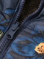 Girls' Reversible Hooded Winter Jacket - Two-in-One Coat with Animal Print