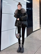 Removable Faux Fur Lined Thickened Winter Coat - Casual Loose Fit A-Line Cut