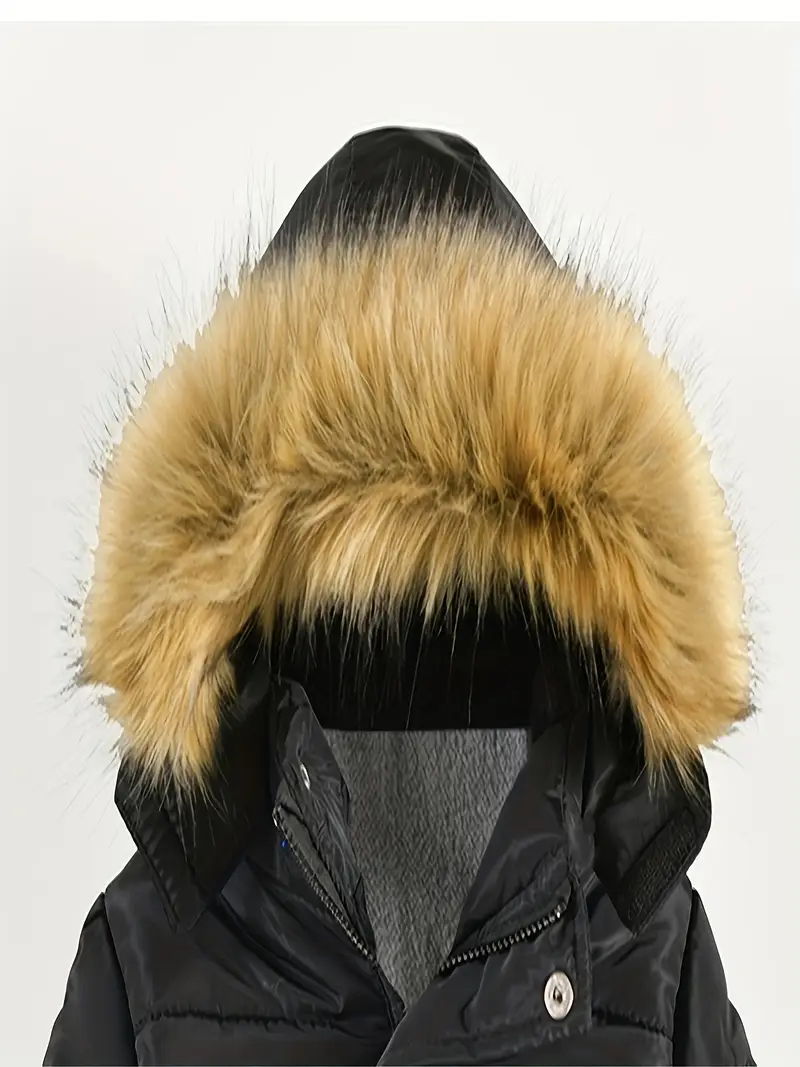 Boys' Casual Hooded Winter Coat - Fleece-Lined Zip-Up Jacket