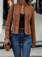 Elegant Women's Vintage-Inspired Long Sleeve Jacket - Double Breasted Detail