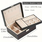 Luxury Faux Leather Jewelry Box - Large Capacity Organizer with Lock & Soft Drawers
