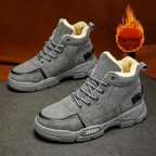 Men's Thermal Insulated Winter Snow Boots - Plush Fleece Lining with Striped Design