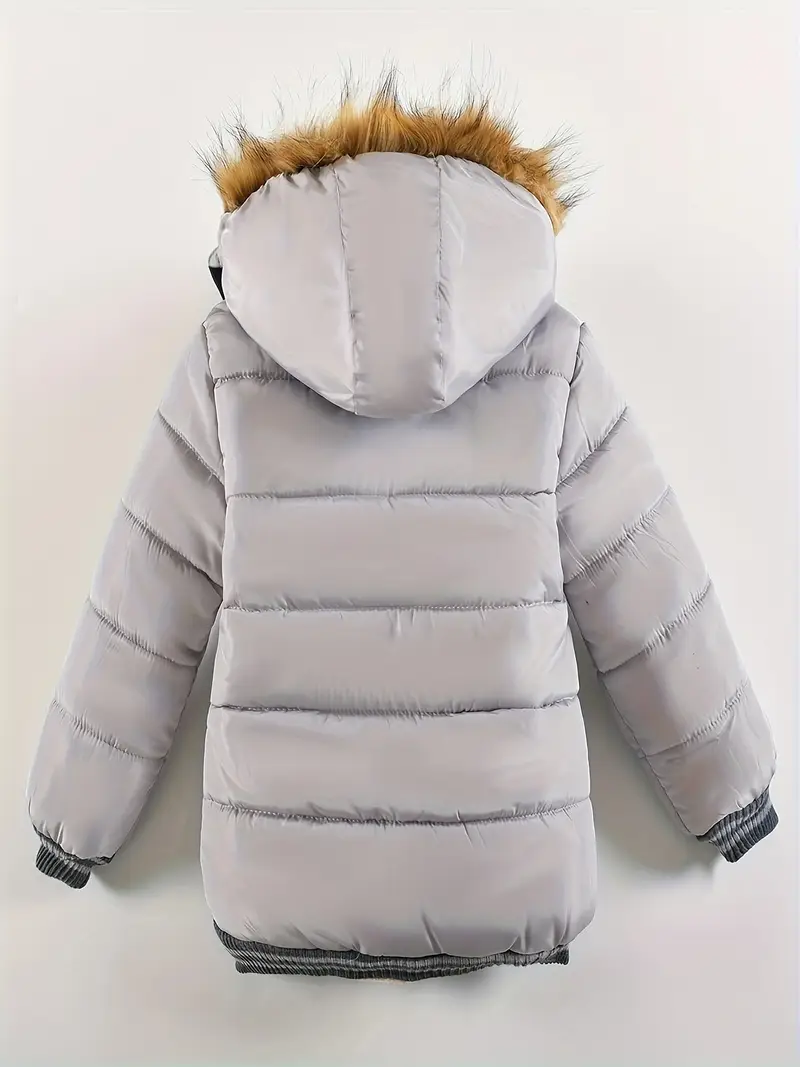 Boys' Casual Hooded Winter Coat - Fleece-Lined Zip-Up Jacket