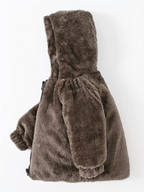 Girls' Reversible Hooded Winter Jacket - Two-in-One Coat with Animal Print