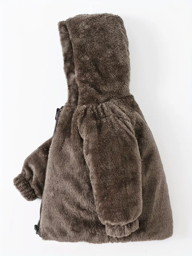 Girls' Reversible Hooded Winter Jacket - Two-in-One Coat with Animal Print