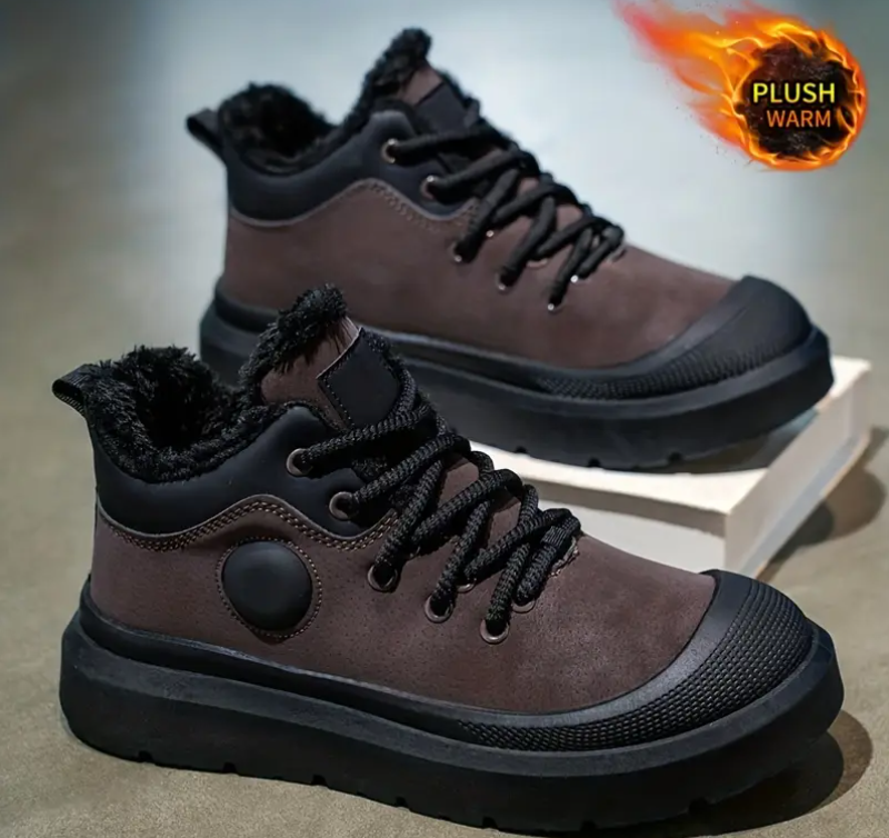 Men's Winter Snow Boots - Heavy-Duty PU Upper & PVC Sole with Warm Thermal Lining