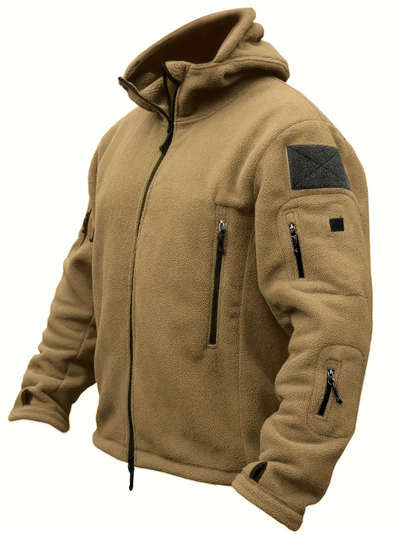 Men's Fleece Jacket - Warm Winter Hooded Zip-Up Sweatshirt with Pockets