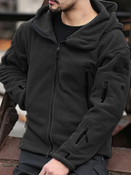 Men's Fleece Jacket - Warm Winter Hooded Zip-Up Sweatshirt with Pockets