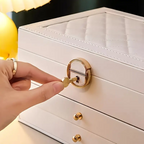 Luxury Faux Leather Jewelry Box - Large Capacity Organizer with Lock & Soft Drawers