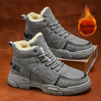 Men's Thermal Insulated Winter Snow Boots - Plush Fleece Lining with Striped Design