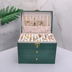 Luxury Faux Leather Jewelry Box - Large Capacity Organizer with Lock & Soft Drawers