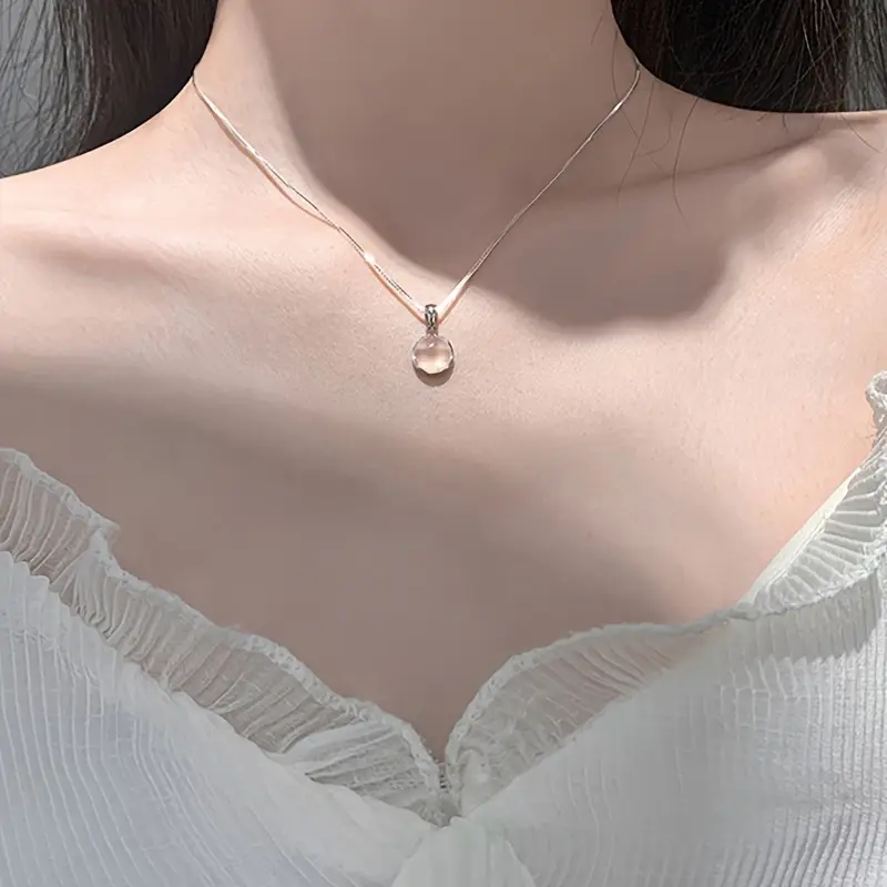 Elegant Blue Gemstone Pendant Necklace - Turquoise with Sparkling Accents