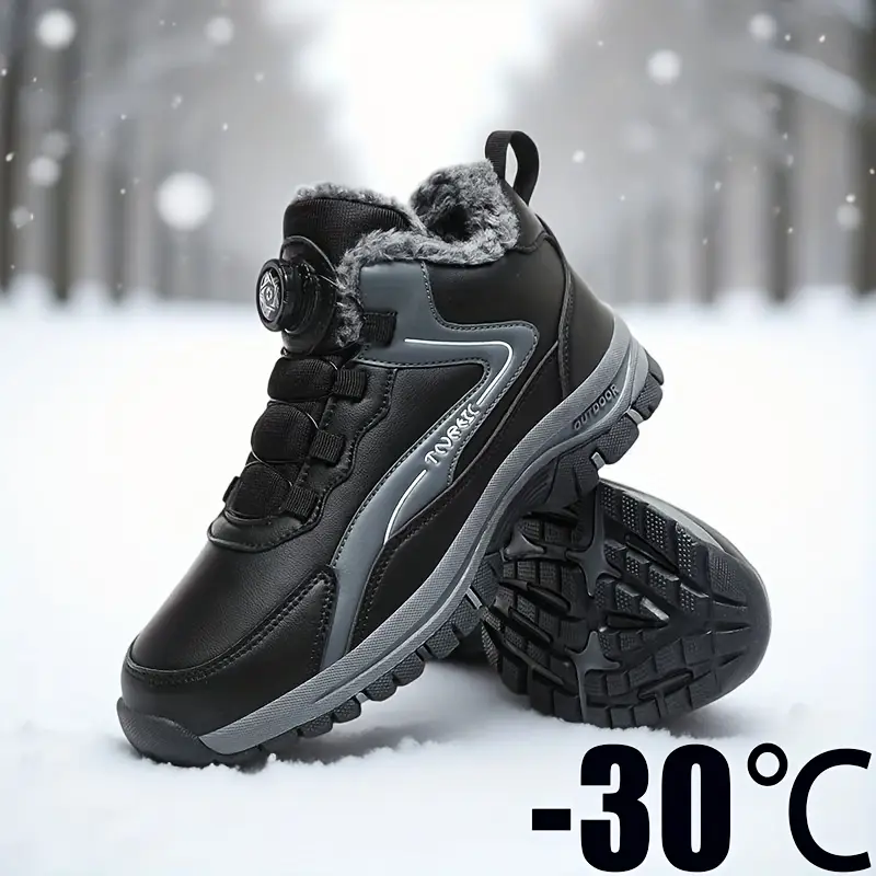 Men's Snow Boots - Durable Warm Winter Hiking Shoes for Outdoor Activities
