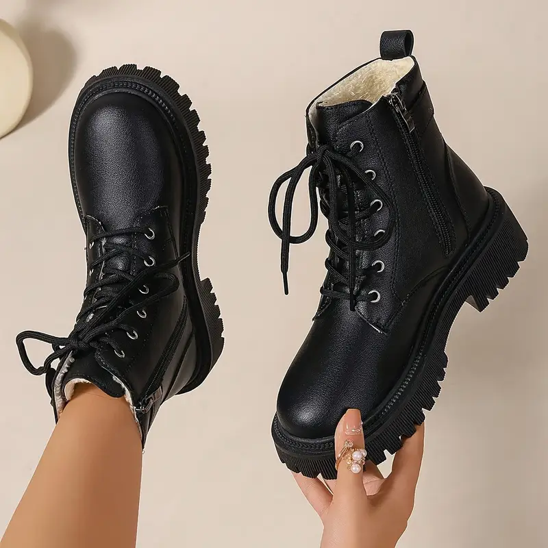 Trendy Women's Winter Boots - Plush Fleece Lined Ankle Boots