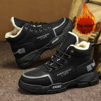 Men's Thermal Insulated Winter Snow Boots - Plush Fleece Lining with Striped Design