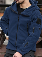 Men's Fleece Jacket - Warm Winter Hooded Zip-Up Sweatshirt with Pockets