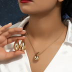 Elegant Resin Teardrop Earrings and Necklace Set