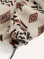 Aztec Pattern Fuzzy Jacket, Casual Zip Up Outwear For Winter & Fall
