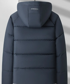 Men's Heavy-Duty Winter Jacket - Hooded Coat with Zippered Front in Beige/Brown Two-Tone