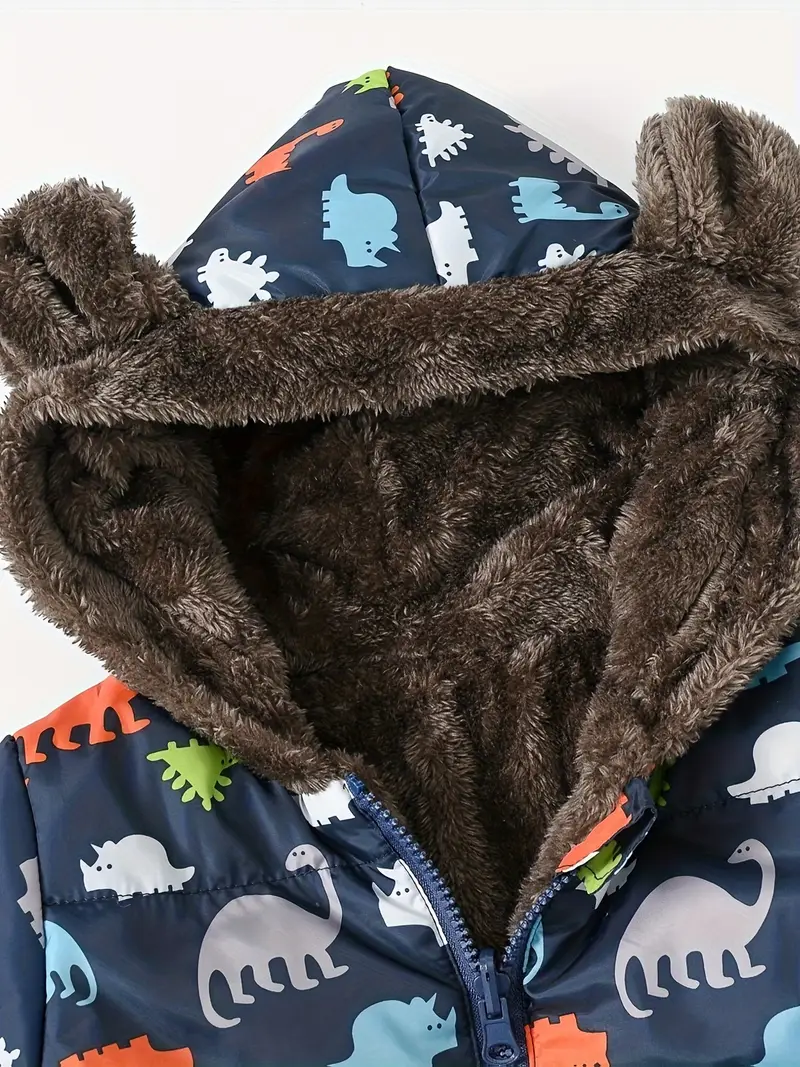 Girls' Reversible Hooded Winter Jacket - Two-in-One Coat with Animal Print