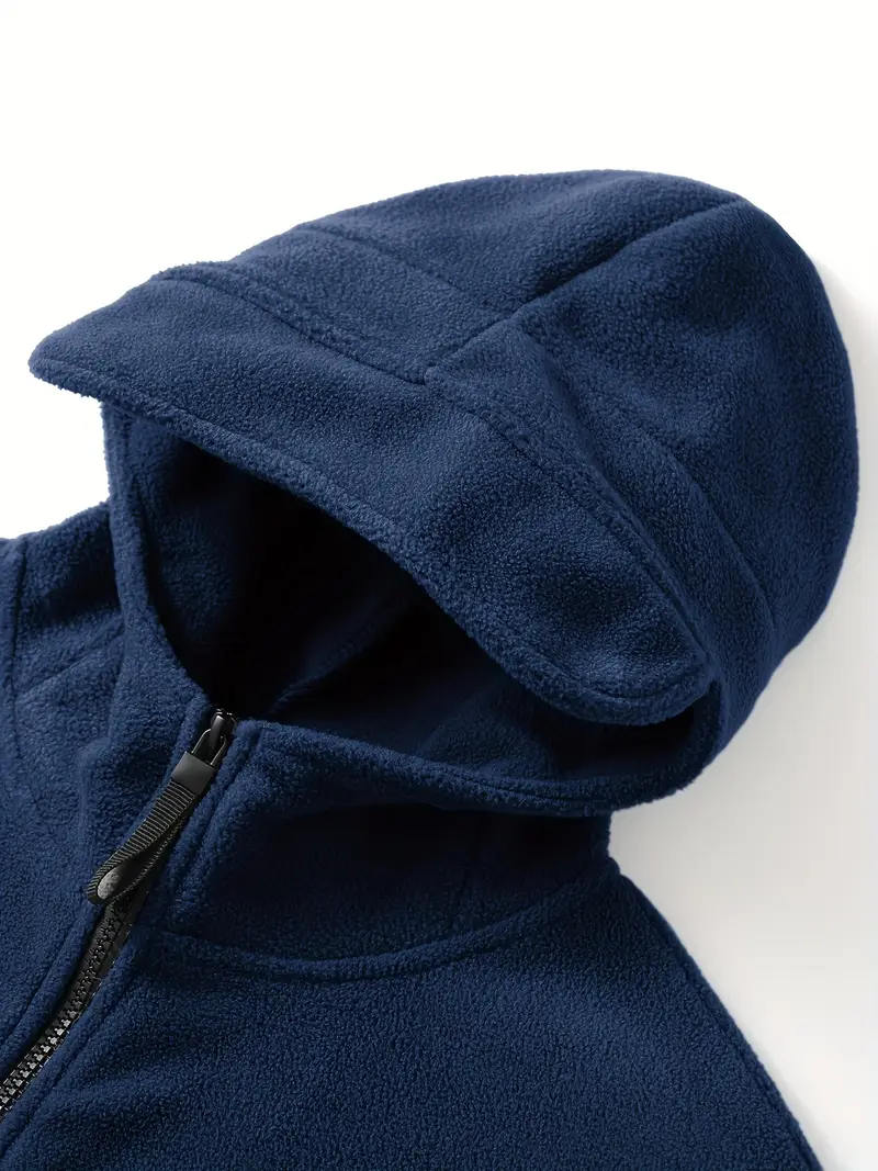 Men's Fleece Jacket - Warm Winter Hooded Zip-Up Sweatshirt with Pockets