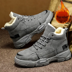 Men's Thermal Insulated Winter Snow Boots - Plush Fleece Lining with Striped Design