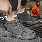 Men's Thermal Insulated Winter Snow Boots - Plush Fleece Lining with Striped Design