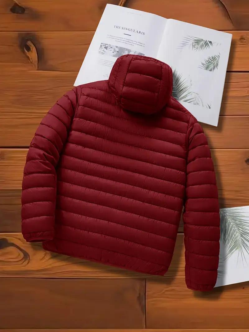 Men's Lightweight Hooded Winter Jacket - Full-Zip Coat with No Bulk Design