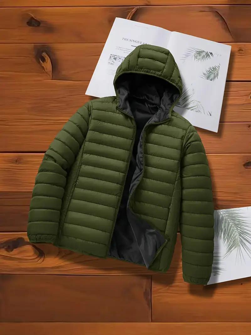Men's Lightweight Hooded Winter Jacket - Full-Zip Coat with No Bulk Design