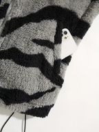 Aztec Pattern Fuzzy Jacket, Casual Zip Up Outwear For Winter & Fall