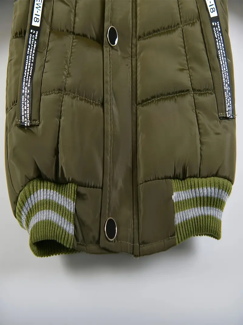 Boys' Casual Hooded Winter Coat - Fleece-Lined Zip-Up Jacket