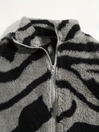 Aztec Pattern Fuzzy Jacket, Casual Zip Up Outwear For Winter & Fall