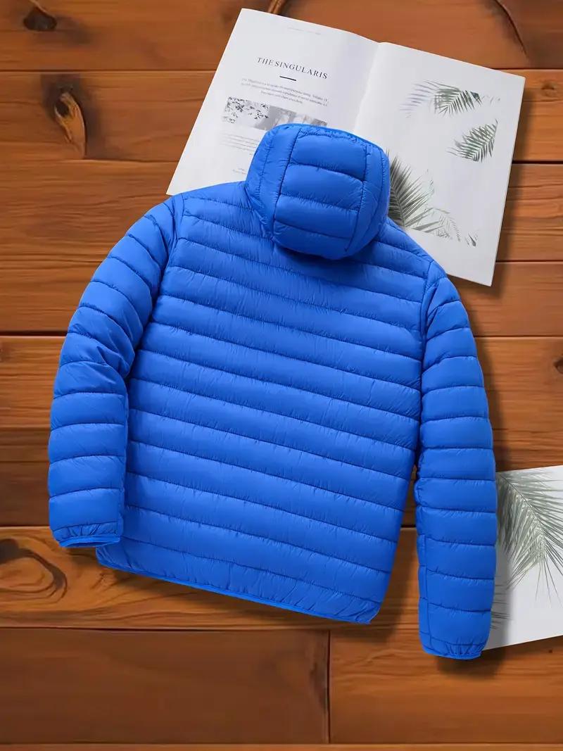 Men's Lightweight Hooded Winter Jacket - Full-Zip Coat with No Bulk Design