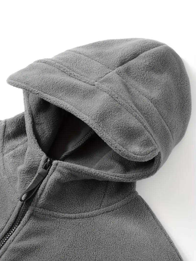 Men's Fleece Jacket - Warm Winter Hooded Zip-Up Sweatshirt with Pockets