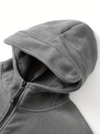 Men's Fleece Jacket - Warm Winter Hooded Zip-Up Sweatshirt with Pockets