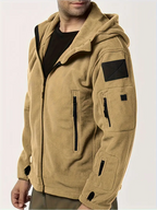 Men's Fleece Jacket - Warm Winter Hooded Zip-Up Sweatshirt with Pockets