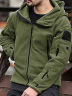 Men's Fleece Jacket - Warm Winter Hooded Zip-Up Sweatshirt with Pockets
