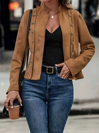 Elegant Women's Vintage-Inspired Long Sleeve Jacket - Double Breasted Detail