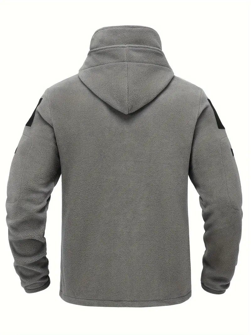 Men's Fleece Jacket - Warm Winter Hooded Zip-Up Sweatshirt with Pockets