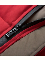 Men's Heavy-Duty Winter Jacket - Hooded Coat with Zippered Front in Beige/Brown Two-Tone